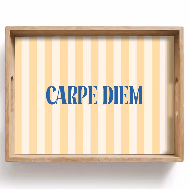 Dienblad - Blauw - Geel - Strepen - Carpe Diem — 1