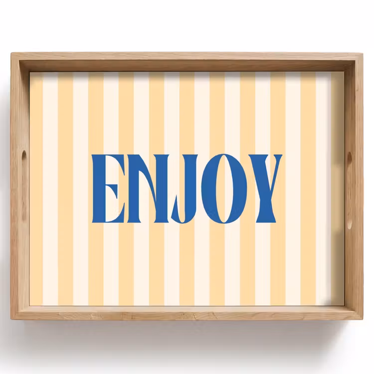 Dienblad - Blauw - Geel - Strepen - Enjoy — 1