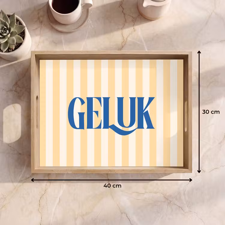 Dienblad - Blauw - Geel - Strepen - Geluk — 9
