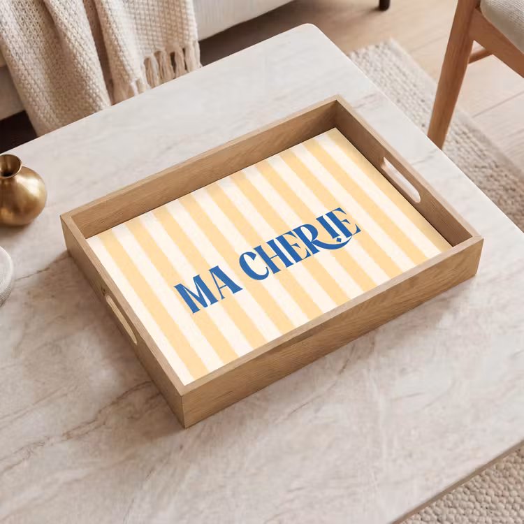 Dienblad - Blauw - Geel - Strepen - Ma Cherie — 2
