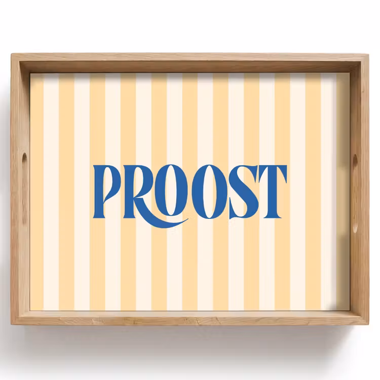 Dienblad - Blauw - Geel - Strepen - Proost — 1
