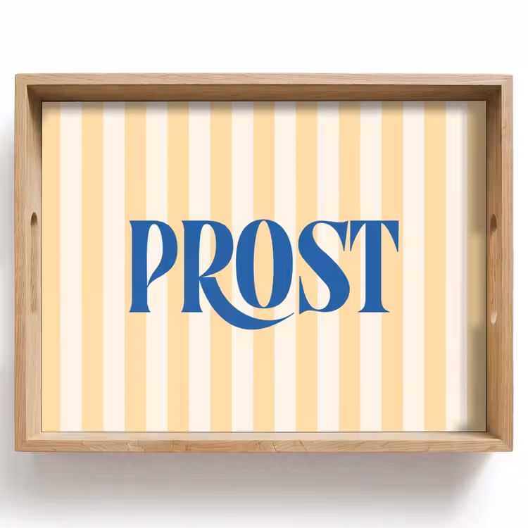 Dienblad - Blauw - Geel - Strepen - Prost — 1