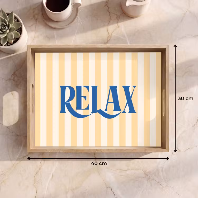 Dienblad - Blauw - Geel - Strepen - Relax — 9
