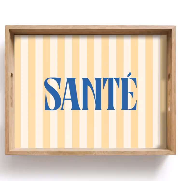 Dienblad - Blauw - Geel - Strepen - Santé — 1