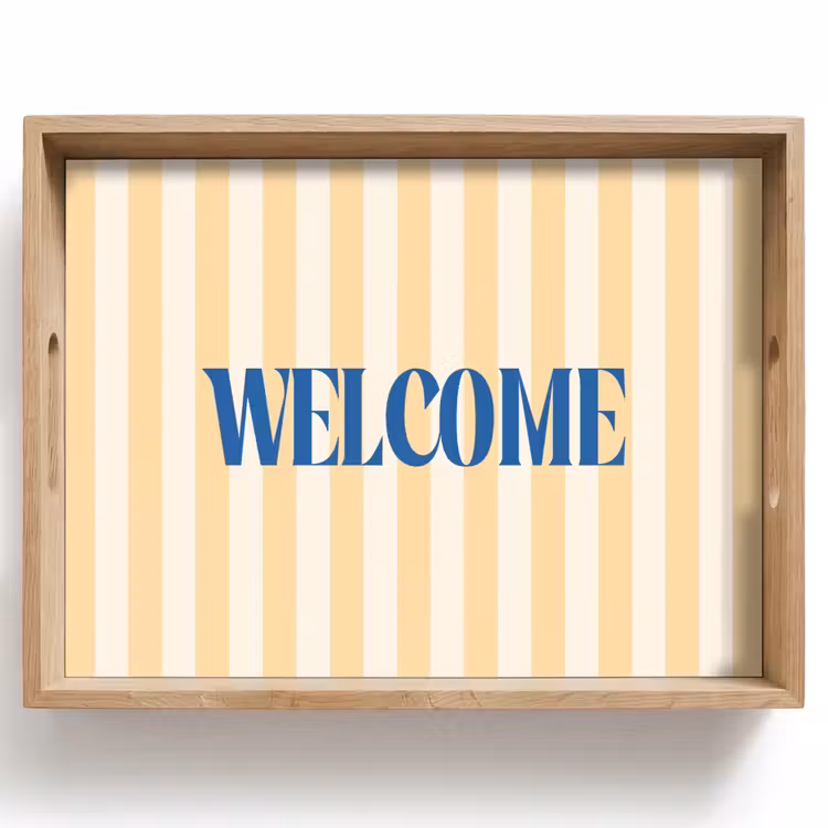 Dienblad - Blauw - Geel - Strepen - Welcome — 1