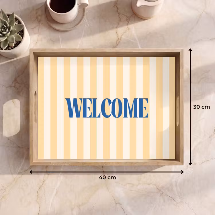 Dienblad - Blauw - Geel - Strepen - Welcome — 9