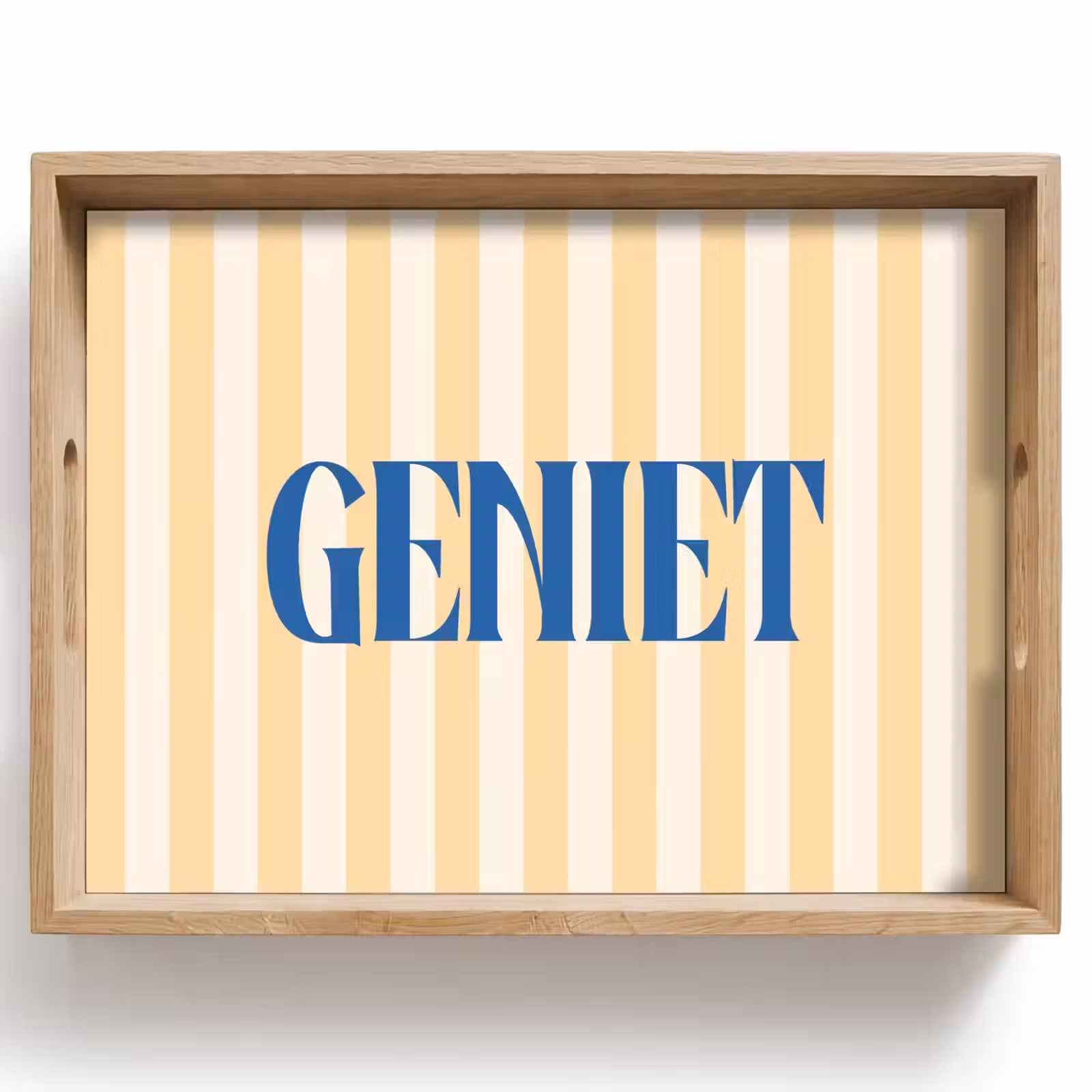 Dienblad - Blauw - Geel - Strepen - Geniet — 1
