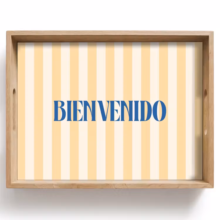 Dienblad - Blauw - Geel - Strepen - Bienvenido — 1