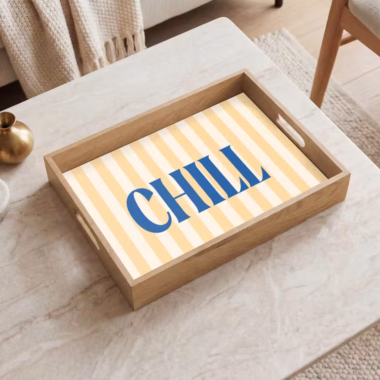 Dienblad - Blauw - Geel - Strepen - Chill — 2