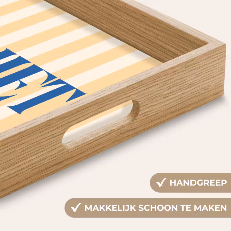 Dienblad - Blauw - Geel - Strepen - Geniet — 5