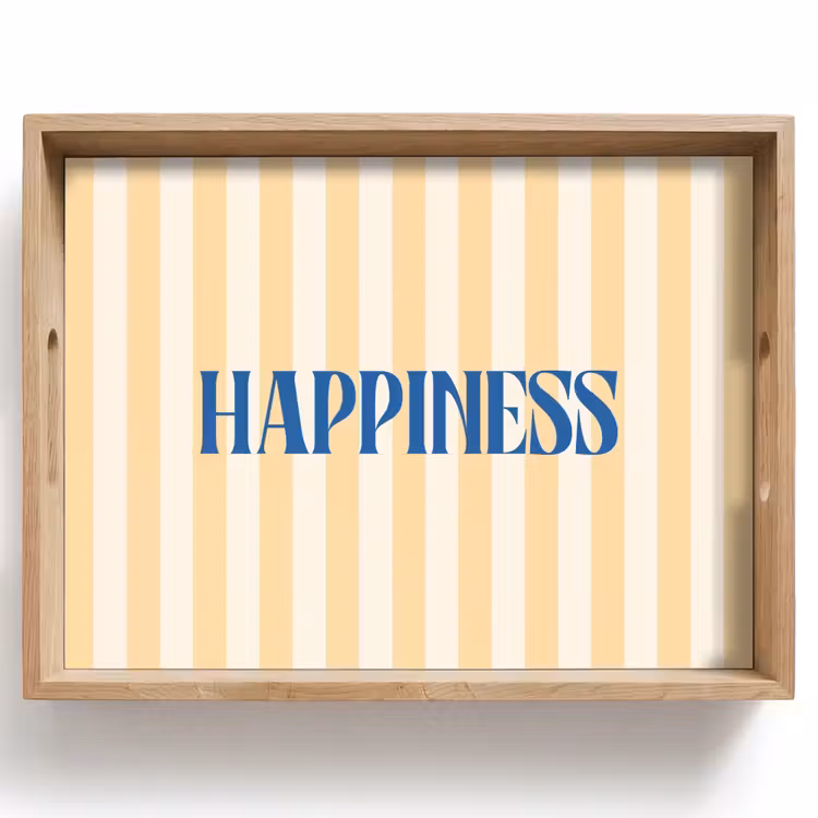 Dienblad - Blauw - Geel - Strepen - Happiness — 1