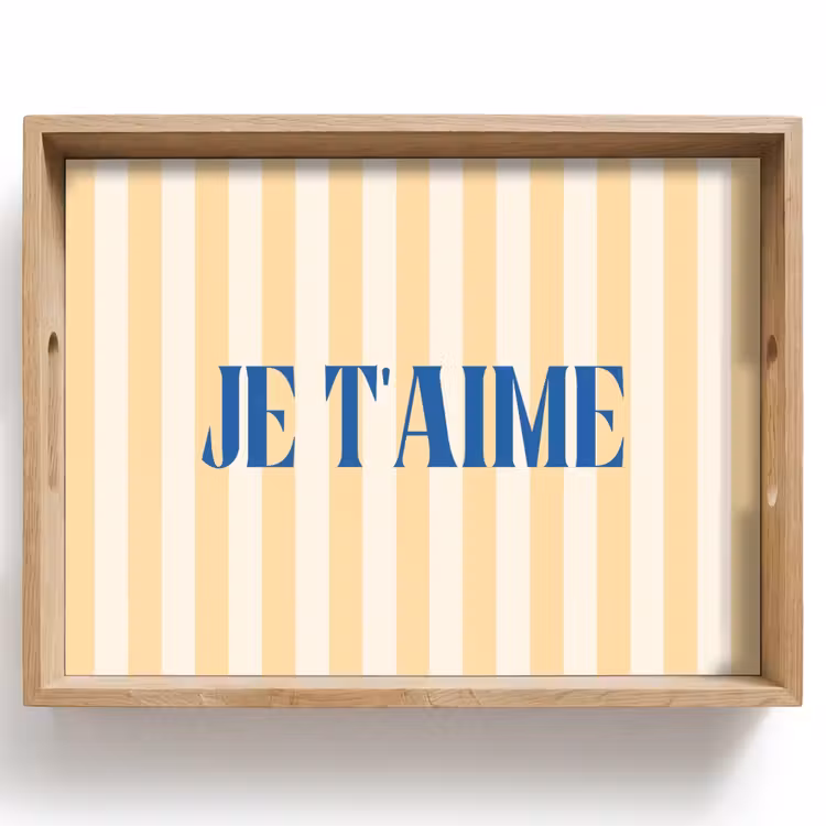 Dienblad - Blauw - Geel - Strepen - Je t'aime — 1