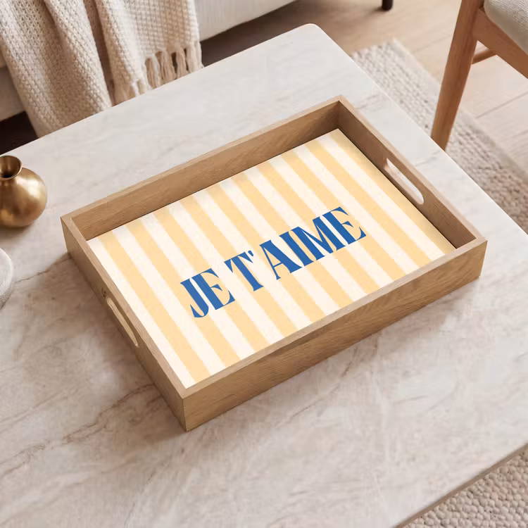 Dienblad - Blauw - Geel - Strepen - Je t'aime — 2