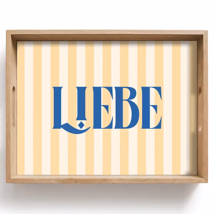 Dienblad - Blauw - Geel - Strepen - Liebe — 1