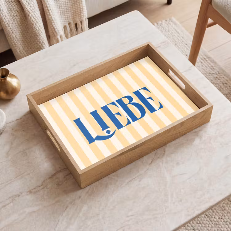 Dienblad - Blauw - Geel - Strepen - Liebe — 2