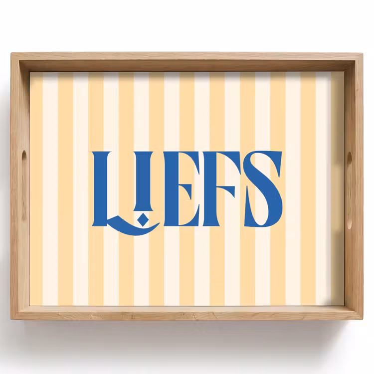 Dienblad - Blauw - Geel - Strepen - Liefs — 1