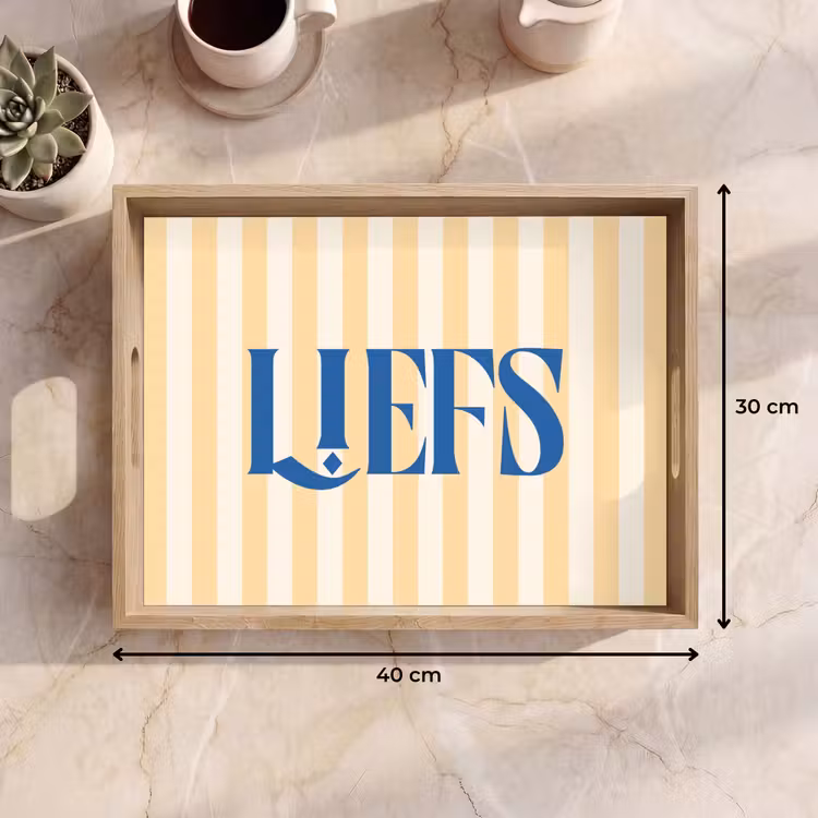 Dienblad - Blauw - Geel - Strepen - Liefs — 9
