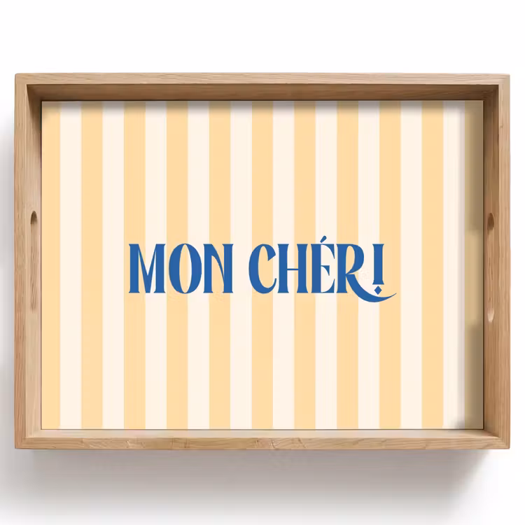 Dienblad - Blauw - Geel - Strepen - Mon Chéri — 1