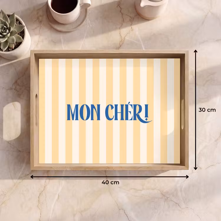 Dienblad - Blauw - Geel - Strepen - Mon Chéri — 9