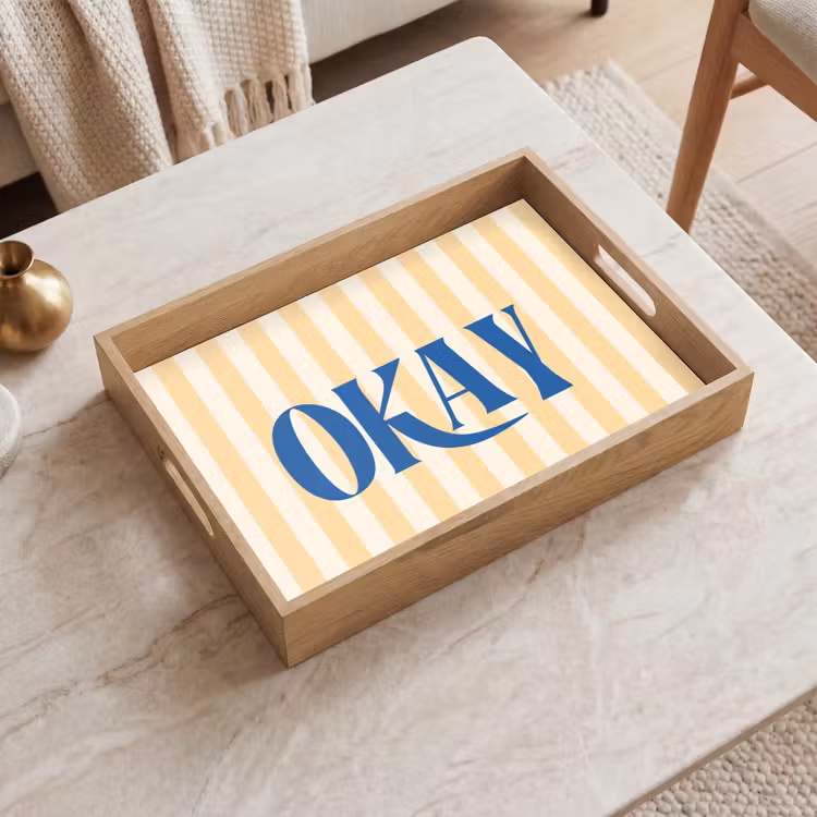 Dienblad - Blauw - Geel - Strepen - Okay — 2