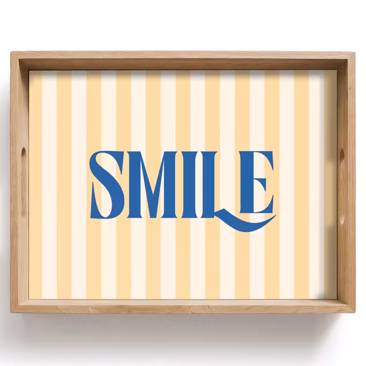 Dienblad - Blauw - Geel - Strepen - Smile — 1