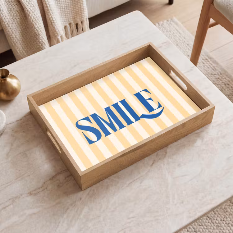 Dienblad - Blauw - Geel - Strepen - Smile — 2
