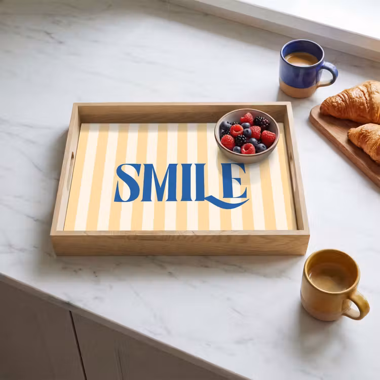 Dienblad - Blauw - Geel - Strepen - Smile — 4