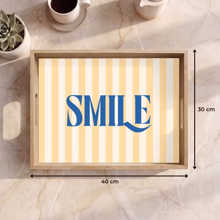 Dienblad - Blauw - Geel - Strepen - Smile — 9