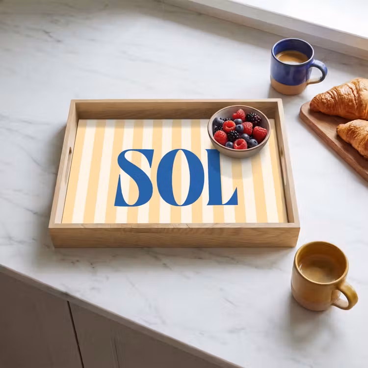 Dienblad - Blauw - Geel - Strepen - Sol — 4