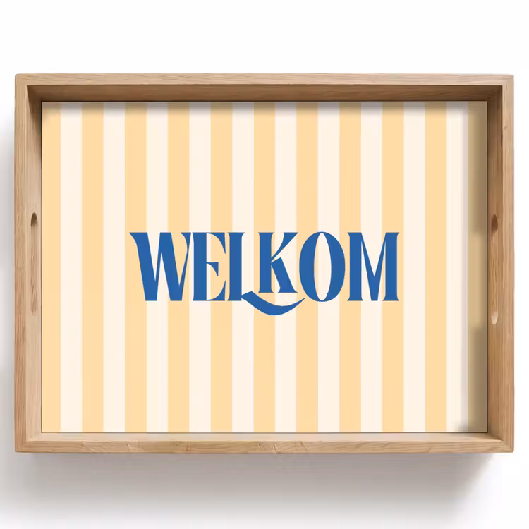 Dienblad - Blauw - Geel - Strepen - Welkom — 1