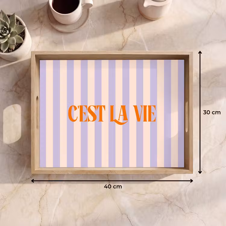 Dienblad - Lila - Oranje - Strepen - C'est La Vie — 9
