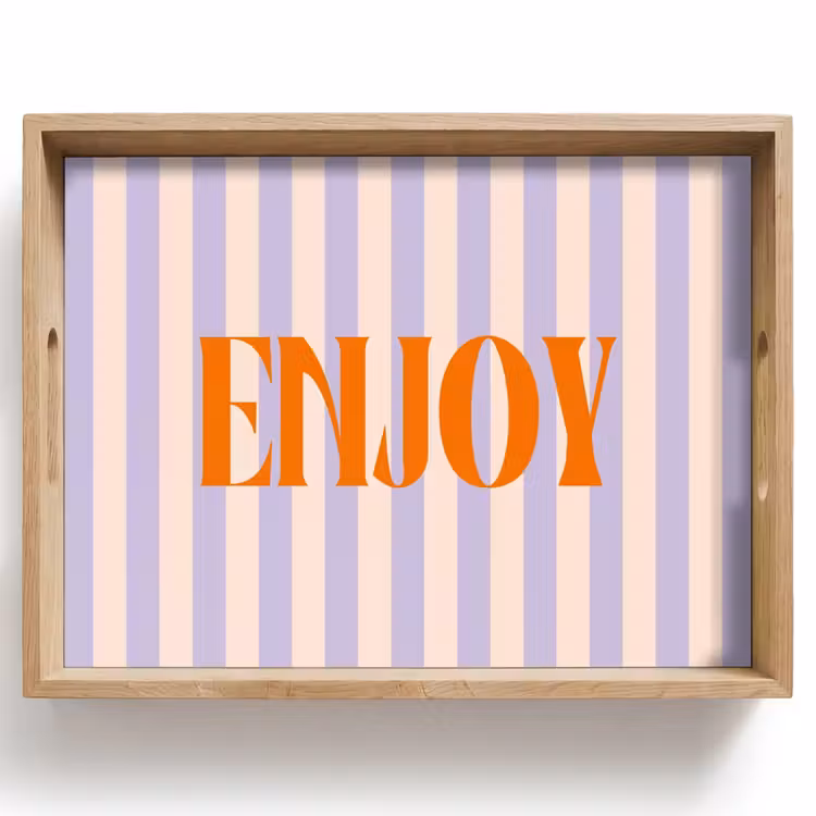 Dienblad - Lila - Oranje - Strepen - Enjoy — 1