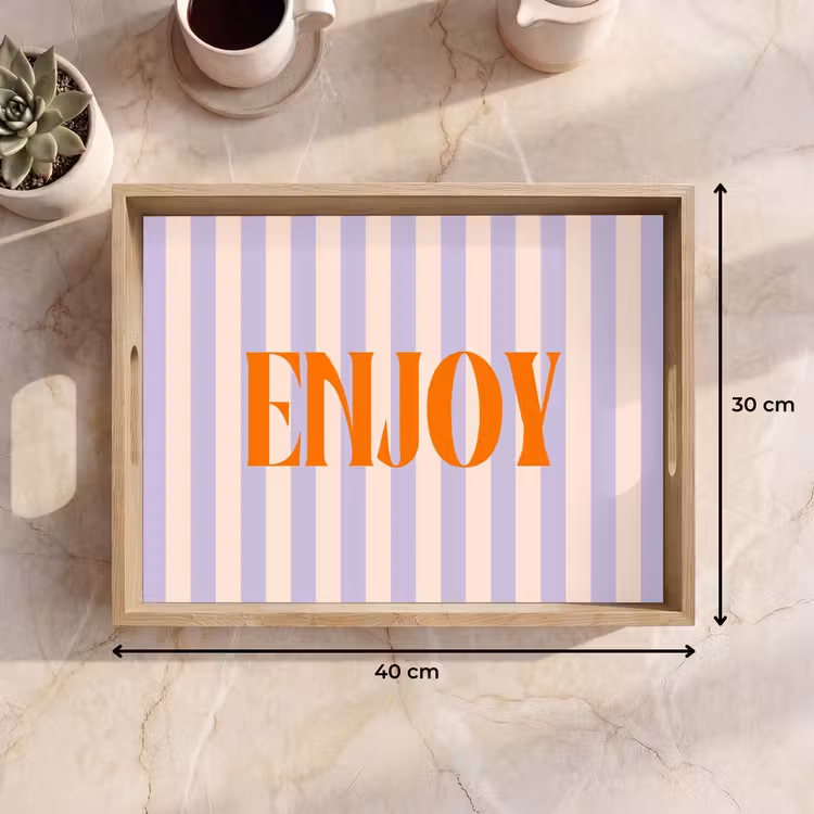 Dienblad - Lila - Oranje - Strepen - Enjoy — 9