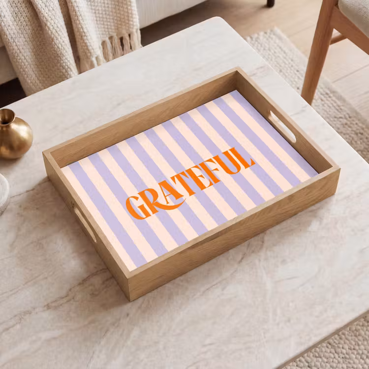 Dienblad - Lila - Oranje - Strepen - Grateful — 2