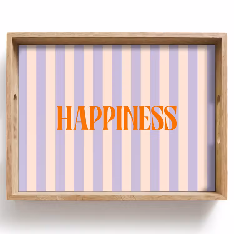 Dienblad - Lila - Oranje - Strepen - Happiness — 1