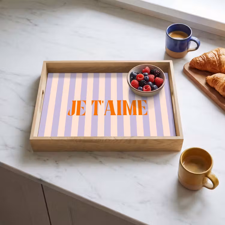 Dienblad - Lila - Oranje - Strepen - Je t'aime — 4