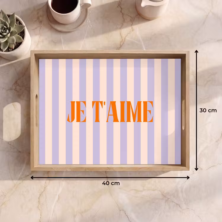 Dienblad - Lila - Oranje - Strepen - Je t'aime — 9