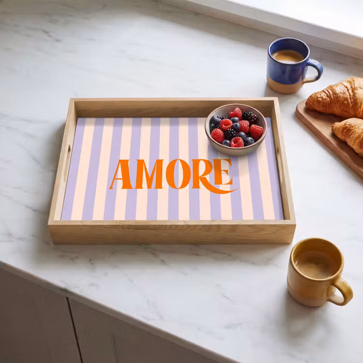 Dienblad - Lila - Oranje - Strepen - Amore — 4
