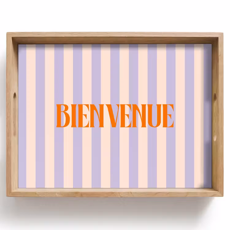 Dienblad - Lila - Oranje - Strepen - Bienvenue — 1