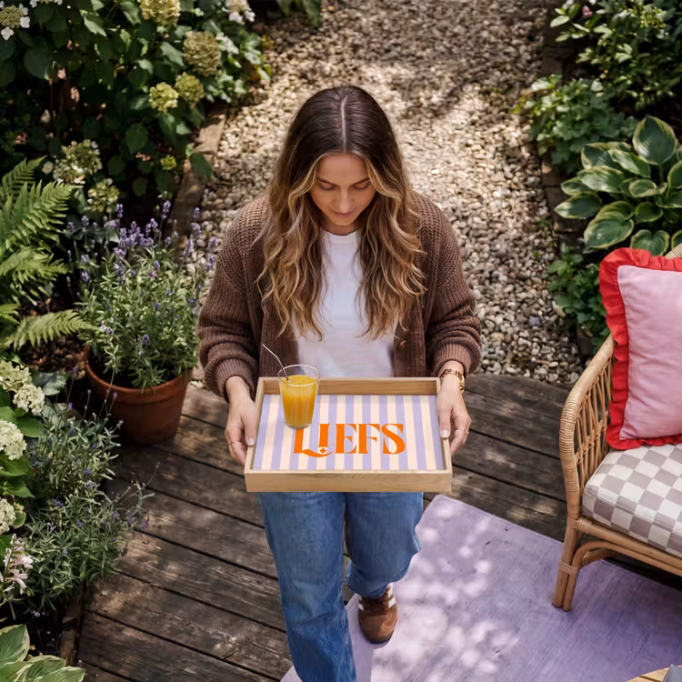 Dienblad - Lila - Oranje - Strepen - Liefs — 8