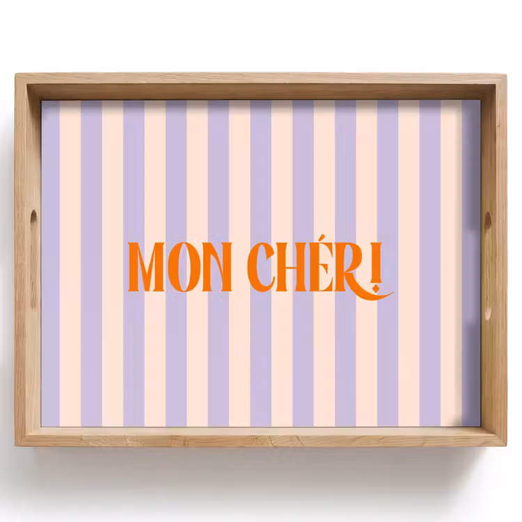 Dienblad - Lila - Oranje - Strepen - Mon Chéri — 1