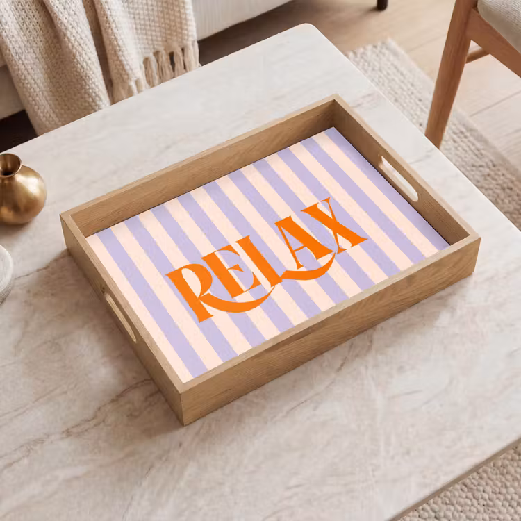 Dienblad - Lila - Oranje - Strepen - Relax — 2