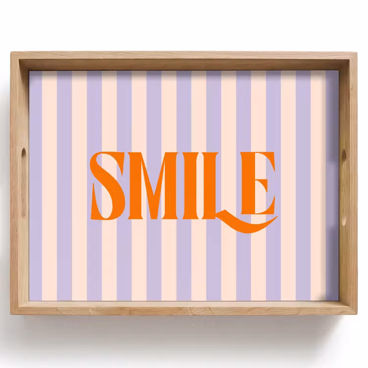Dienblad - Lila - Oranje - Strepen - Smile — 1