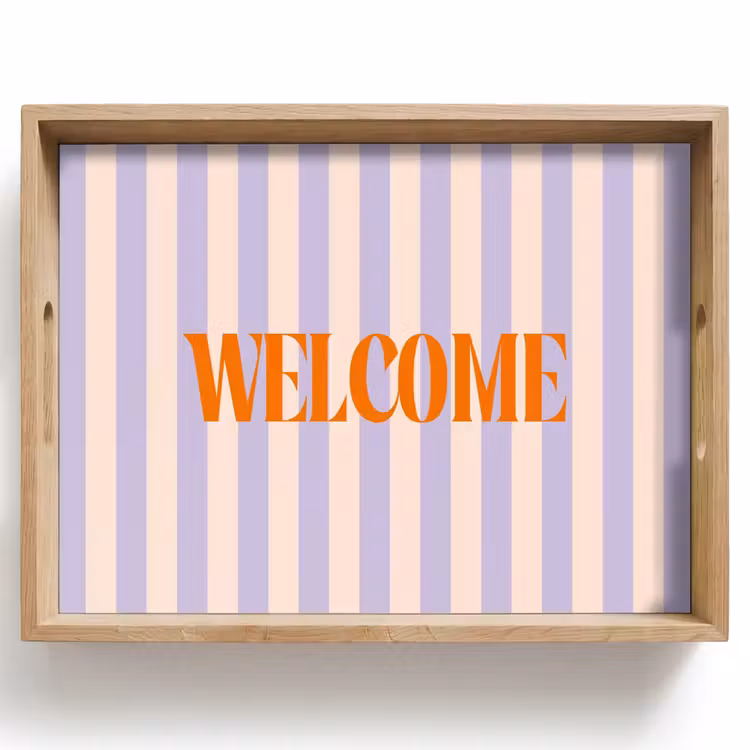 Dienblad - Lila - Oranje - Strepen - Welcome — 1
