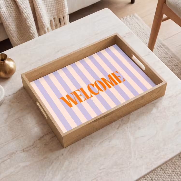 Dienblad - Lila - Oranje - Strepen - Welcome — 2