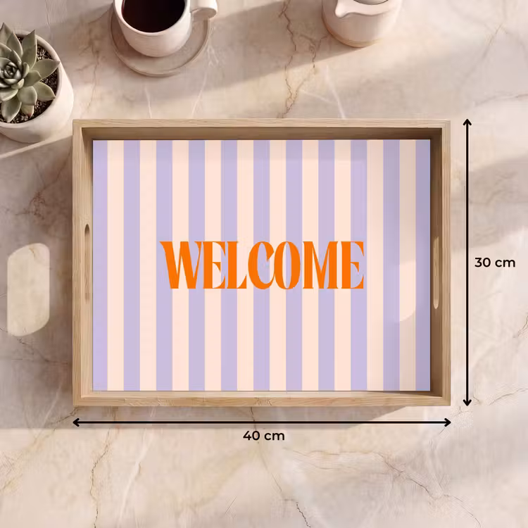 Dienblad - Lila - Oranje - Strepen - Welcome — 9