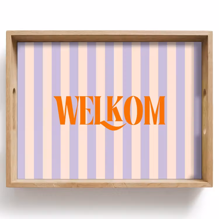 Dienblad - Lila - Oranje - Strepen - Welkom — 1
