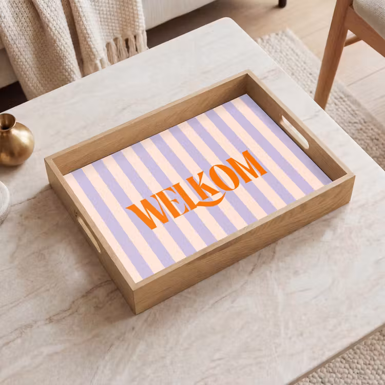 Dienblad - Lila - Oranje - Strepen - Welkom — 2
