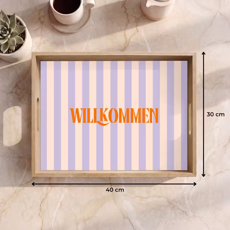 Dienblad - Lila - Oranje - Strepen - Wilkommen — 9
