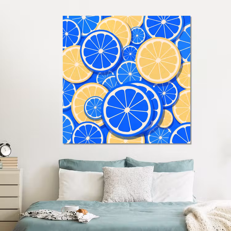 Forex - Fruit - Schijven - Patroon - Modern - Blauw - Geel — 2